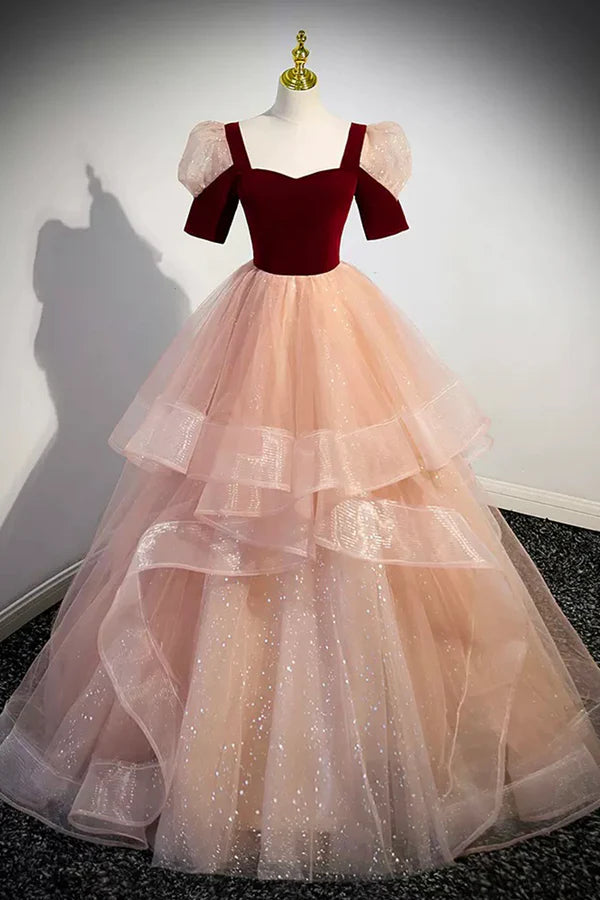 Wholesale Unique Velvet Long A-Line Prom Dress with Ruffles Cute Evening Party Dress